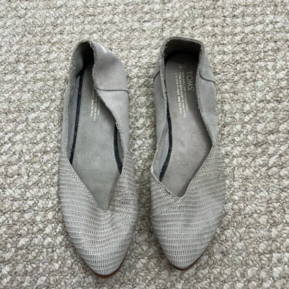 Toms Shoes - TOMS Womens  Size 9W Jutti Ballerina Gray Shoes Flat Pointed Toe Slip-On
